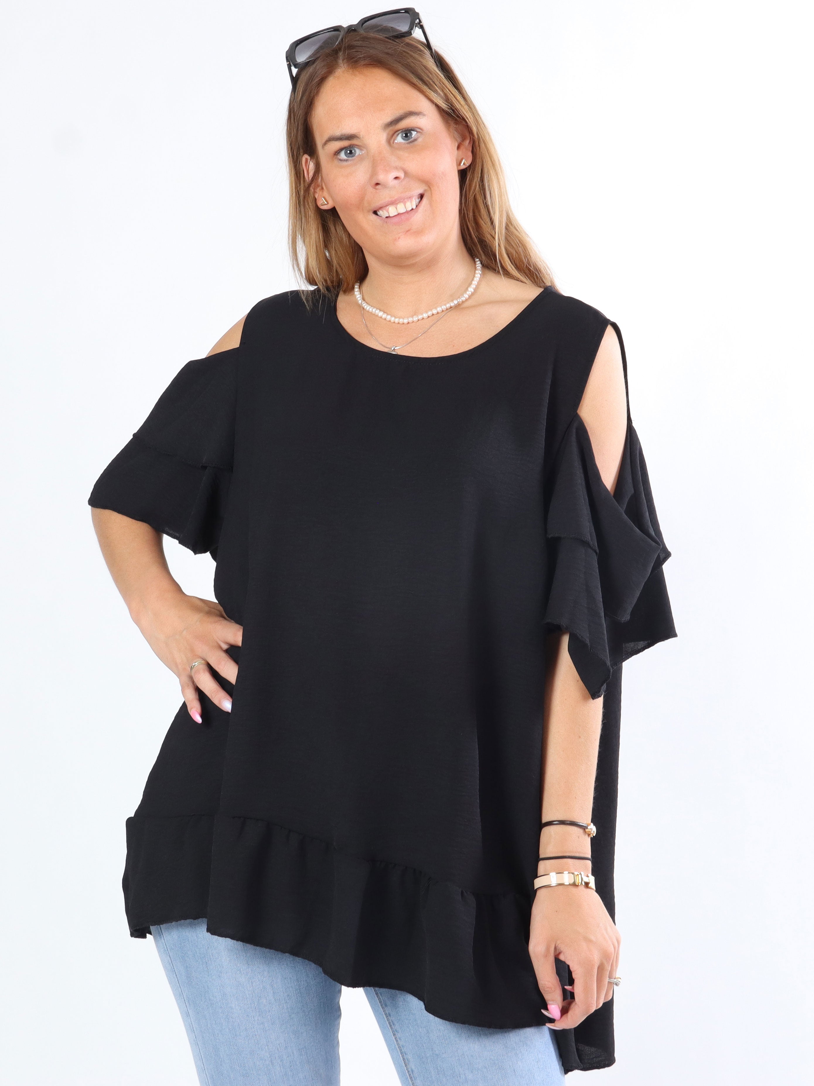 Merle - Tunika med volanger och nakna axlar